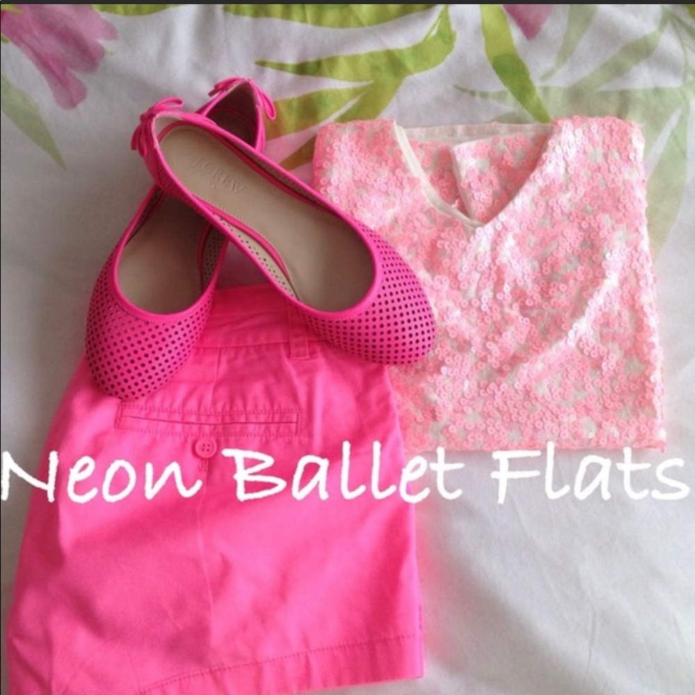 J.Crew Hot Neon Pink Ballet Flats EUC